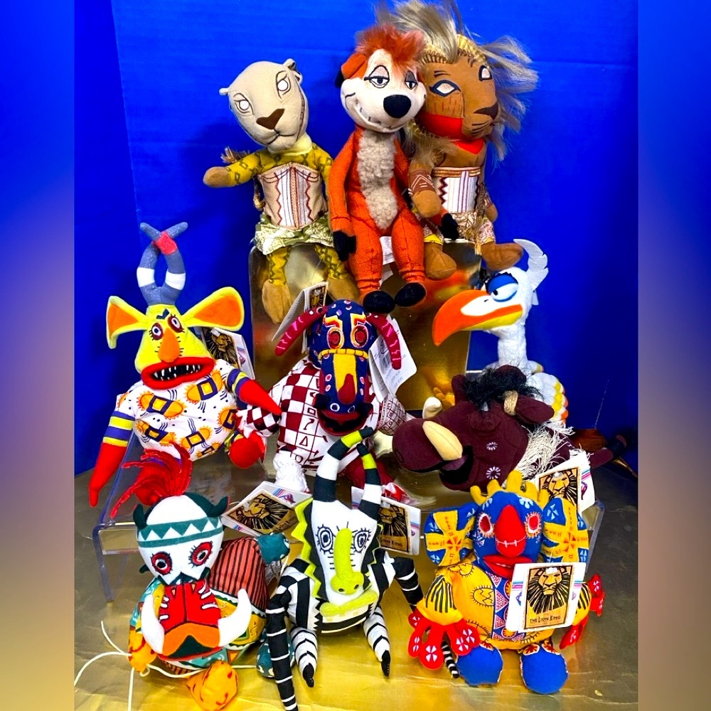 DISNEY EXCLUSIVE NWT Y2K LION KING BROADWAY MUSICAL BEAN BAG PLUSH  SET OF 10